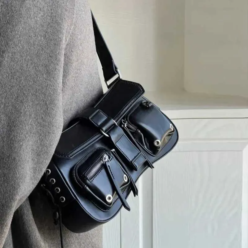 Y2K Koreanische Frauen Haruku Vintage Gothic Schwarze Handtasche Ästhetische Elegante Punk Geldbörse Handtasche Schulter Trend Tote_voghion.com