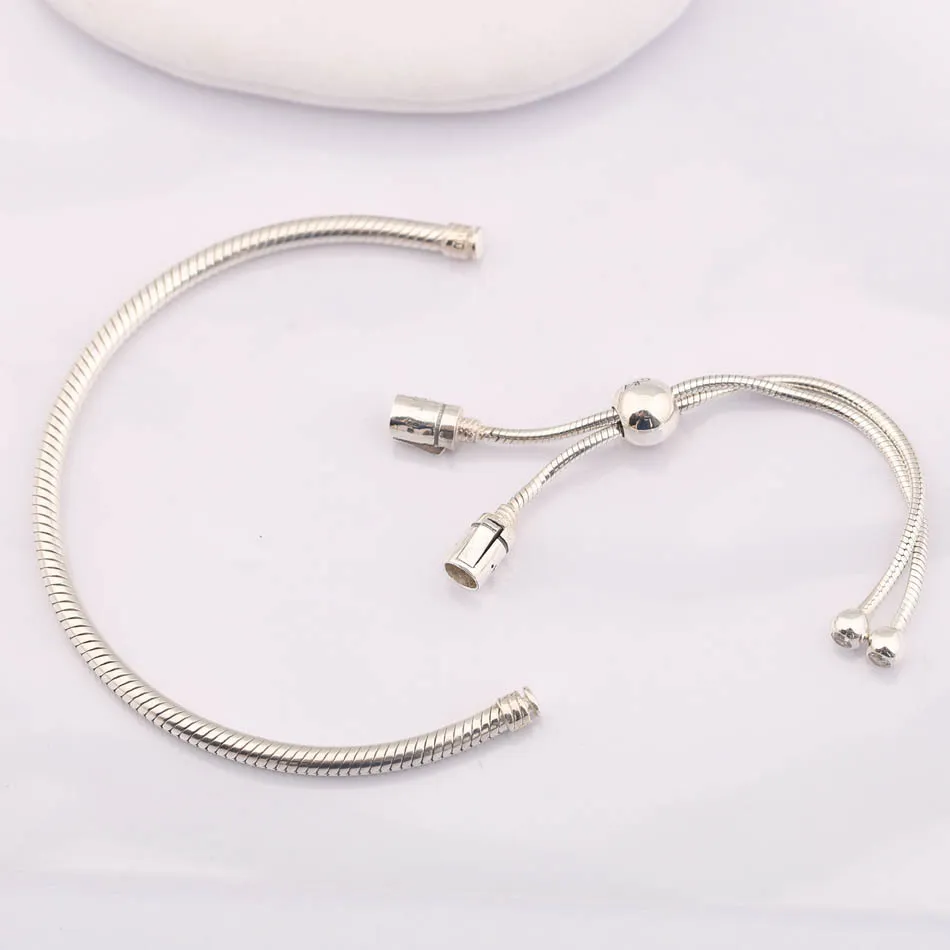 Sterling Sier Moments Chiusura scorrevole Regolabile Bracciale Pan Braccialetto Adatto Donna Perlina Ciondolo Fai da te Gioielli Europa CX200623_voghion.com