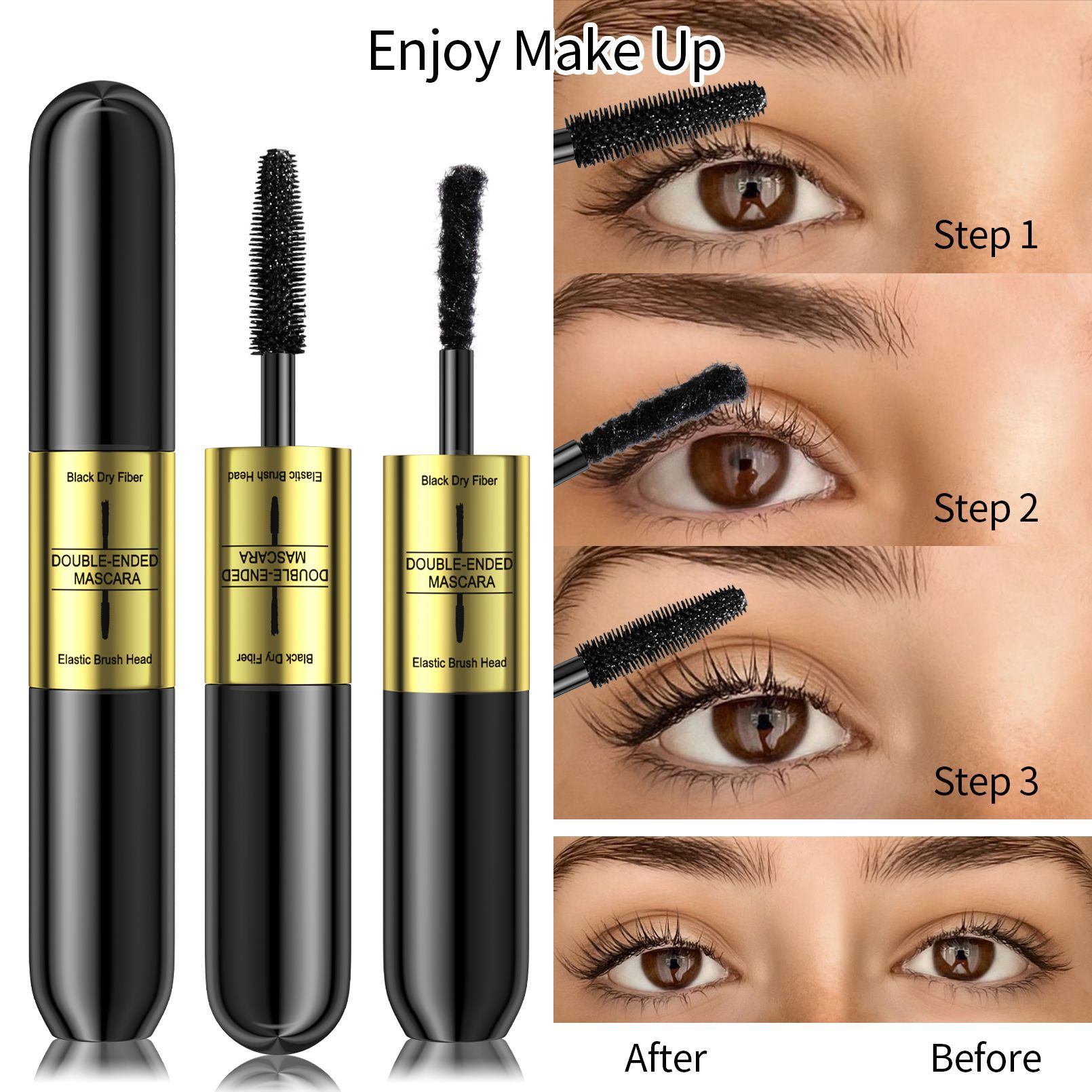 Hellokiss Doppelkopf 2 in 1 Fibergraft Eye Black wasserfest, dicht, ohne Make-up, gefärbt und gelockt_voghion.com