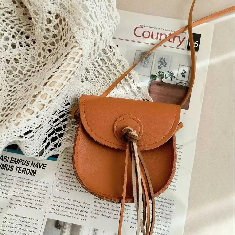 Neue Kinder Nette Mädchen PU Quaste Umhängetasche Kinder Herbst Braun Messenger Ba241115_voghion.com