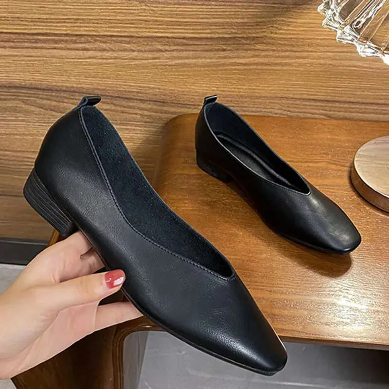 Woman Elegant Summer French Square Toe Green Mary Janes Cute Casual Flats Female Retro Low Heeled Soft Soled Flat Shoes_voghion.com