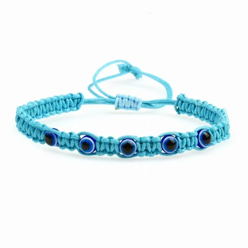 Chain Handmade Turkish Blue Evil Eyes Bead Charm for Men Women Lucky Adjustable Braid Rope String Bracelet Friendship_voghion.com