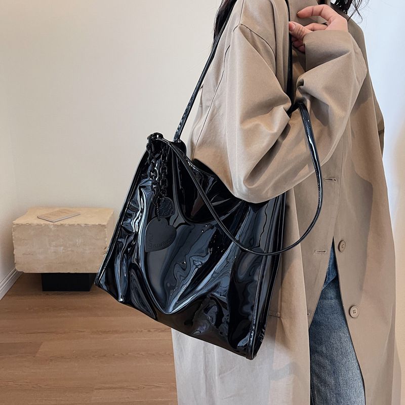 Einfarbig Lackleder Mode Schultertasche Damen Einfache Luxus Handtasche Geldbörse Lässig Reise Shopping Totes Sac A Main_voghion.com