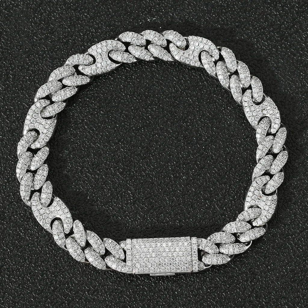 moissanite gyémánt Miami nyaklánc 20 mm széles malac orr Trend karkötő mikroberakásos cirkónium kubai lánc férfi és női_voghion.com