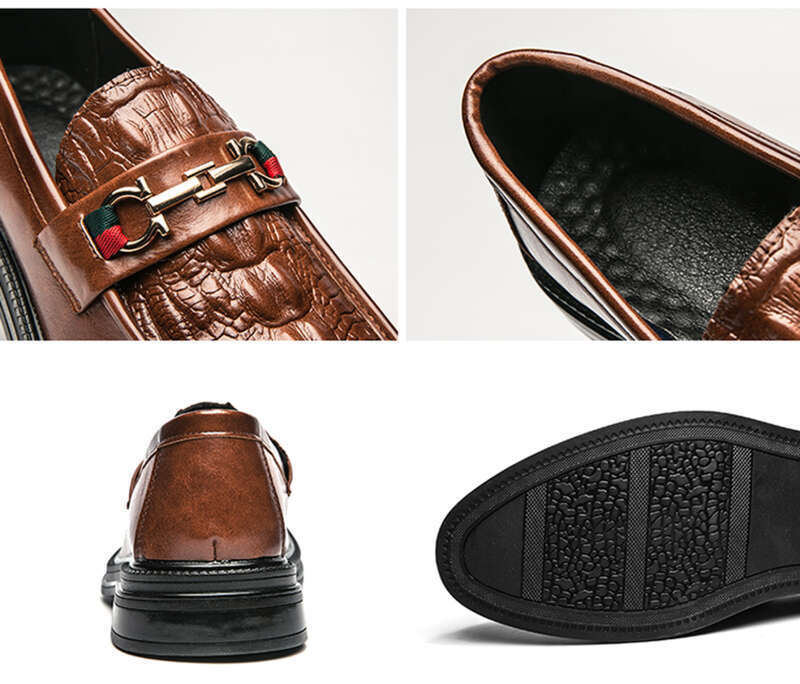 Herbstmode Trend Spitz Casual Leder Britischen Retro Lazy Business Bean Herrenschuhe_voghion.com