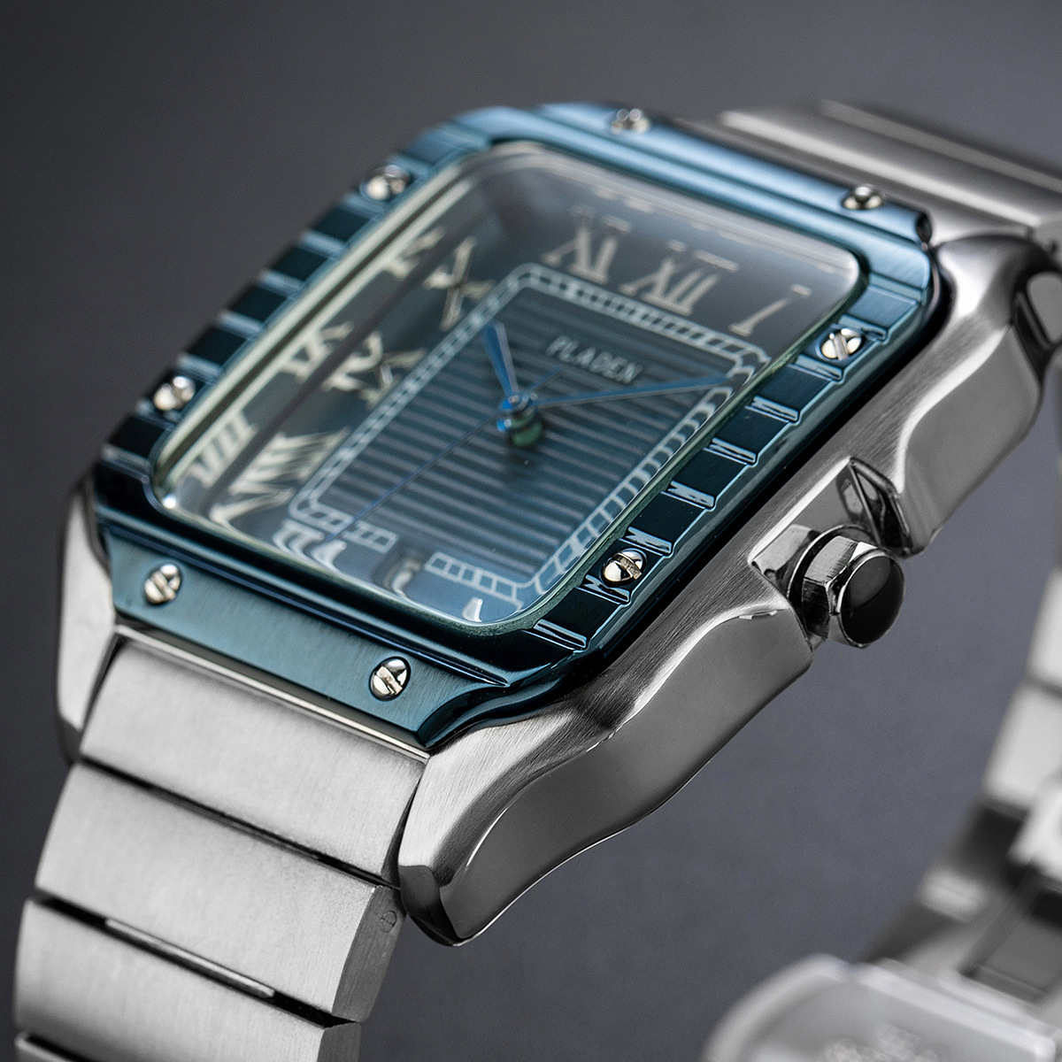 La marque PLADEN est une montre à quartz pour hommes à la mode, classique et de haute qualité avec calendrier carré en acier inoxydable pour les affaires_voghion.com