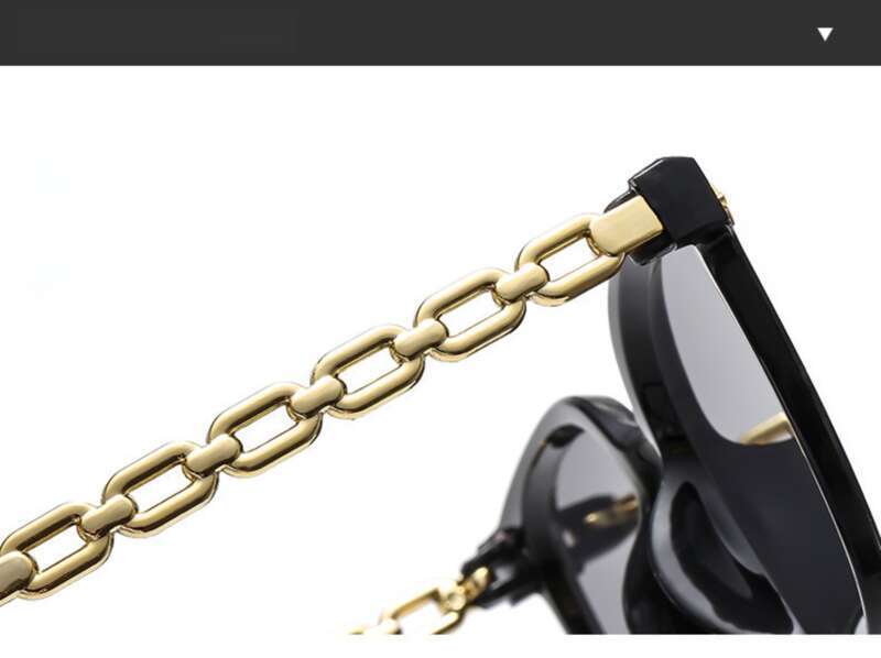 Új, csúcskategóriás női napszemüveg kis láncszem szárral, csillag alakú napszemüveggel, nagyméretű arccal, karcsúsító hatással és_voghion.com