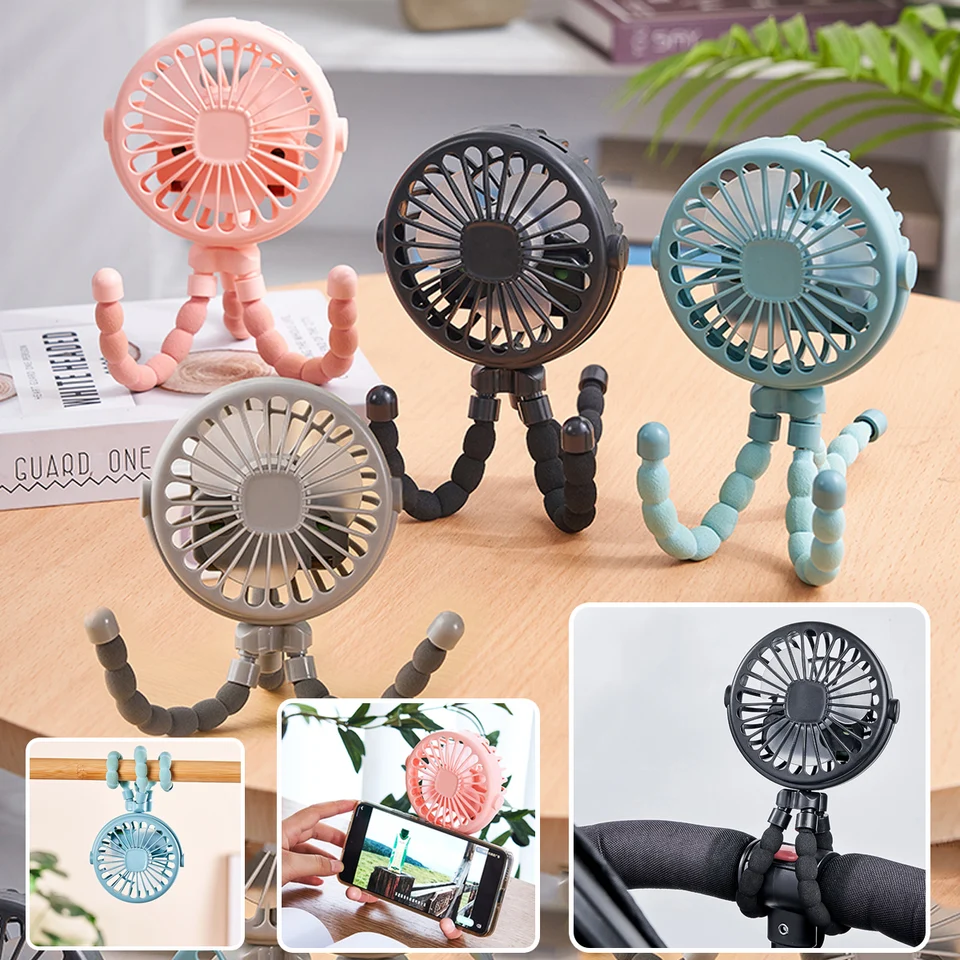 Portable Octopus Fan With Night Light And Rechargeable Battery_voghion.com