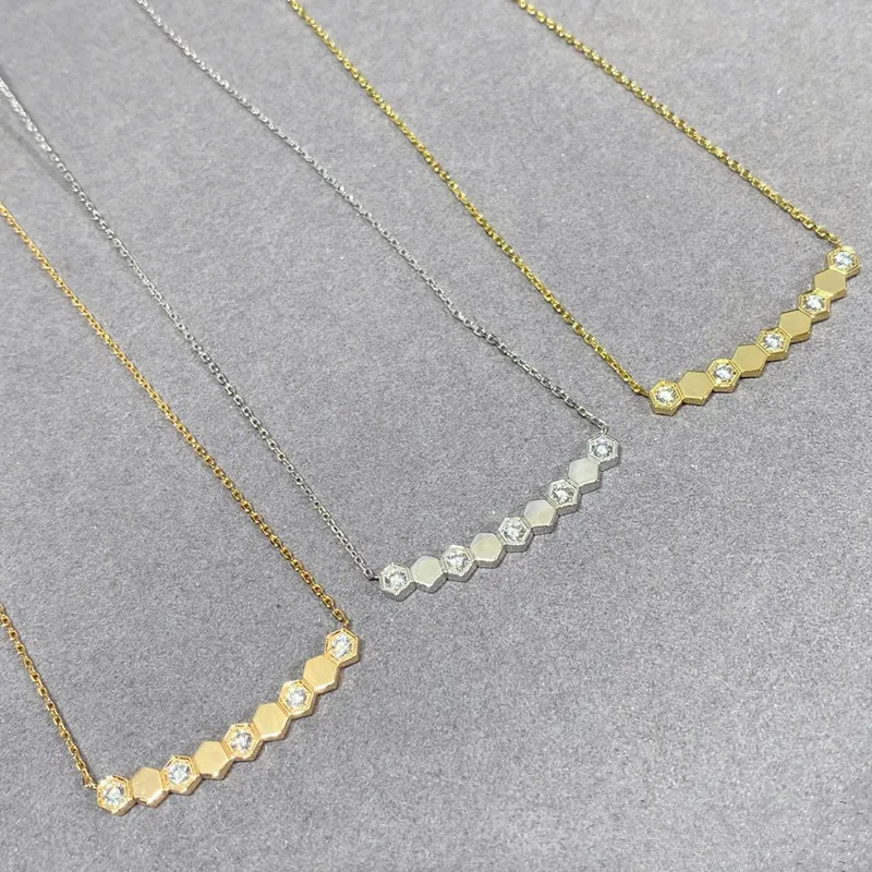 Collar de diseñador My Love, pendientes de moda de plata de ley chapados en oro rosa, conjuntos de joyas de panal, versión alta_voghion.com