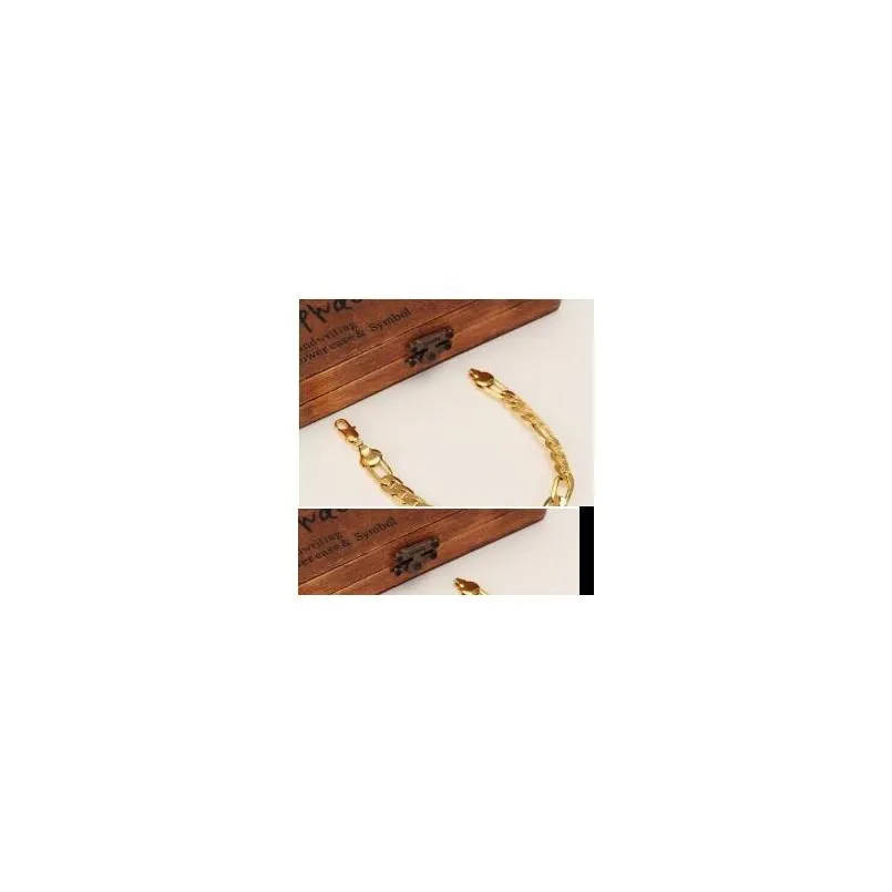 Pulseiras de ouro 21 cm Figaro Chain Link Trendy Mulheres Homens Jóias Atacado Casamento Presentes de noiva Partybangle Drop_voghion.com