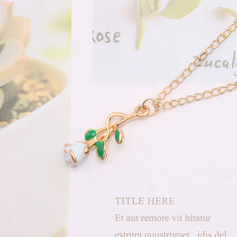 Colliers pendentifs créatifs romantiques pour femmes, collier rose charmant, 3 couleurs, accessoires de fête pour femmes, mode Saint-Valentin_voghion.com