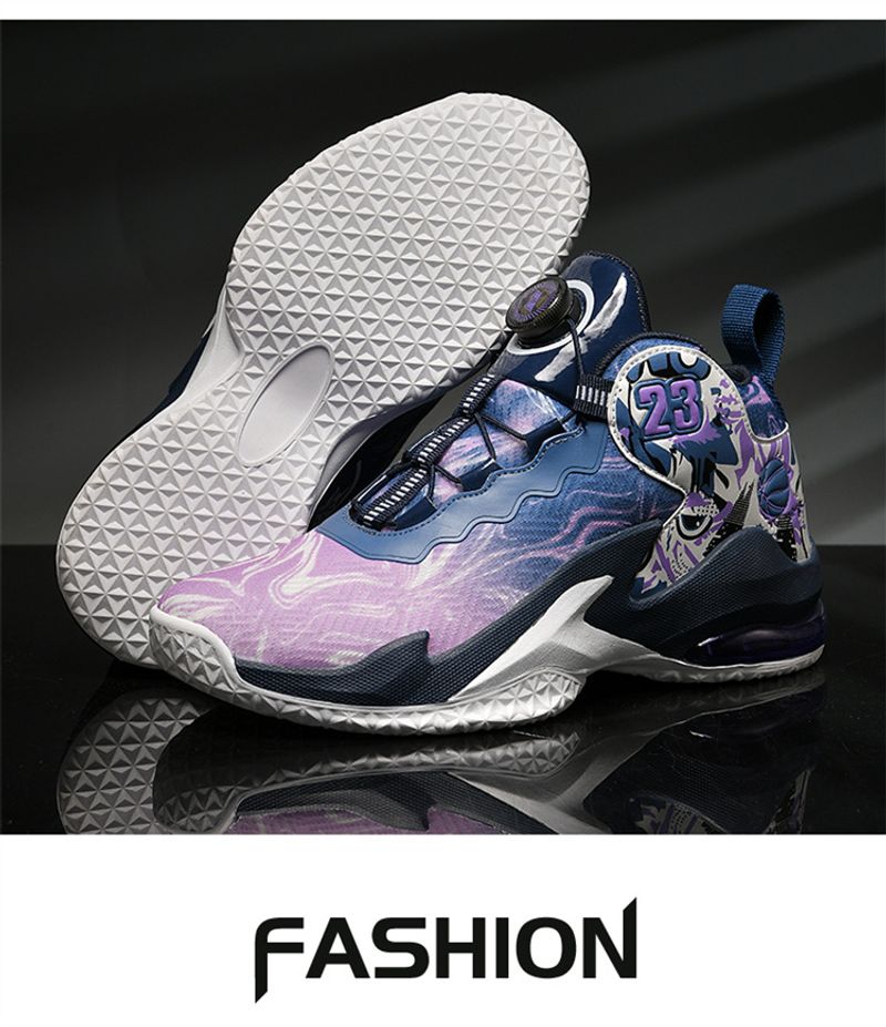 Neue High-Top-Basketballschuhe Herren aus Mesh-Gewebe, atmungsaktive Sportschuhe, rutschfeste Drehknopfschuhe für_voghion.com