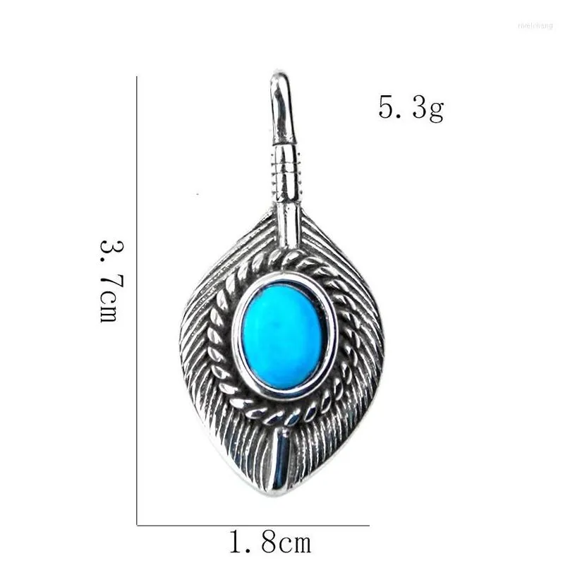 Pendant Necklaces Stainless Steel Eagle Feather Tribe Leaf Necklace Blue Stone Punk Woman Bohemian Diy Jewelry Making_voghion.com