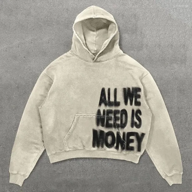 Mens Hoodies Kpop Ins All We Need Is MONEY Print Pullover Hoodie Women Men Autumn Sweatshirt Hoody BAT SLEEVE For Youth_voghion.com