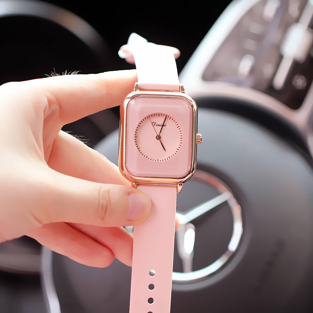 Ceas de damă nou la modă, stil Pointer, dreptunghiular, cu bandă din silicon, cu cuarț, impermeabil, versatil_voghion.com