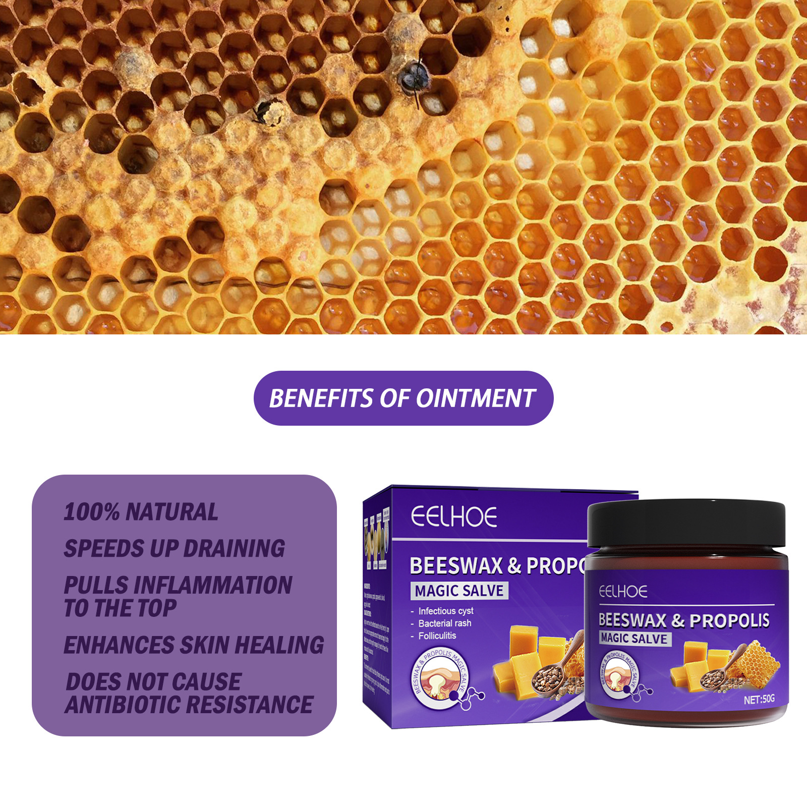 EELHOE Propolis-Reparaturcreme zur Linderung subkutaner Knoten, spendet der Haut Feuchtigkeit, repariert sanft und reinigt die Haarfollikel_voghion.com