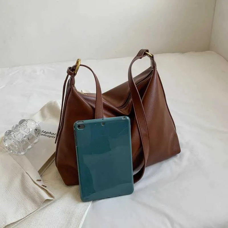 Lässige Schulter Mode Shopping Einfarbig Retro Große Designer Reißverschluss Damen Taschen Y241216_voghion.com