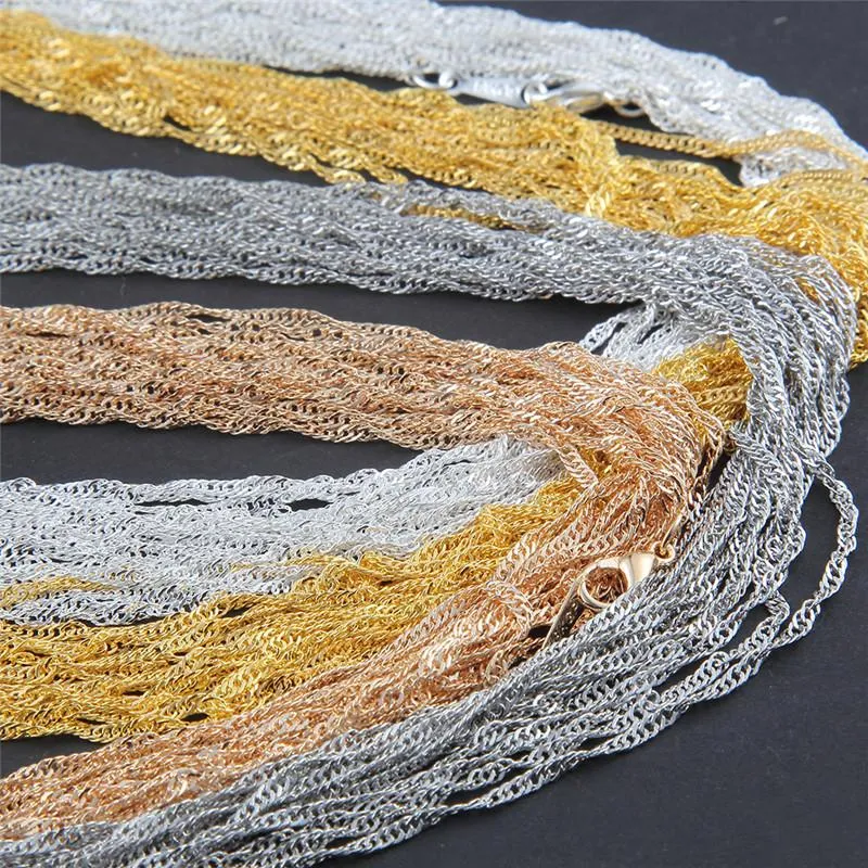 60 pezzi alla moda in lega con catena a onda d'acqua, collane da donna per la creazione di gioielli, accessori fai da te, argento, oro rosa_voghion.com