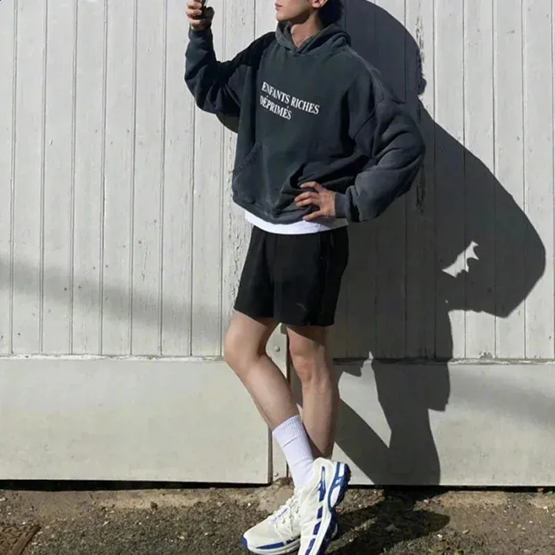 Felpe con cappuccio da uomo, 24FW, qualità Strtwear, vintage, lavato, nero, danneggiato, Enfants Riches Deprimes, felpa con cappuccio da uomo e da donna, 1 etichetta_voghion.com