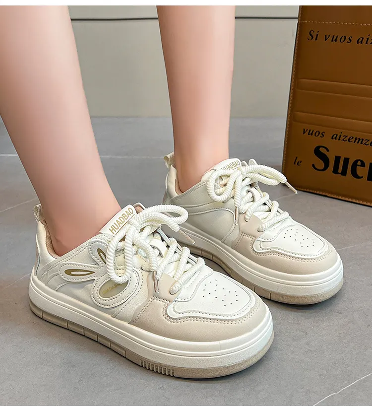 Thick Soled Round Toe Mesh Breathable Cartoon Decoration Sports Skateboard Casual And Versatile Non Slip Board Shoes_voghion.com