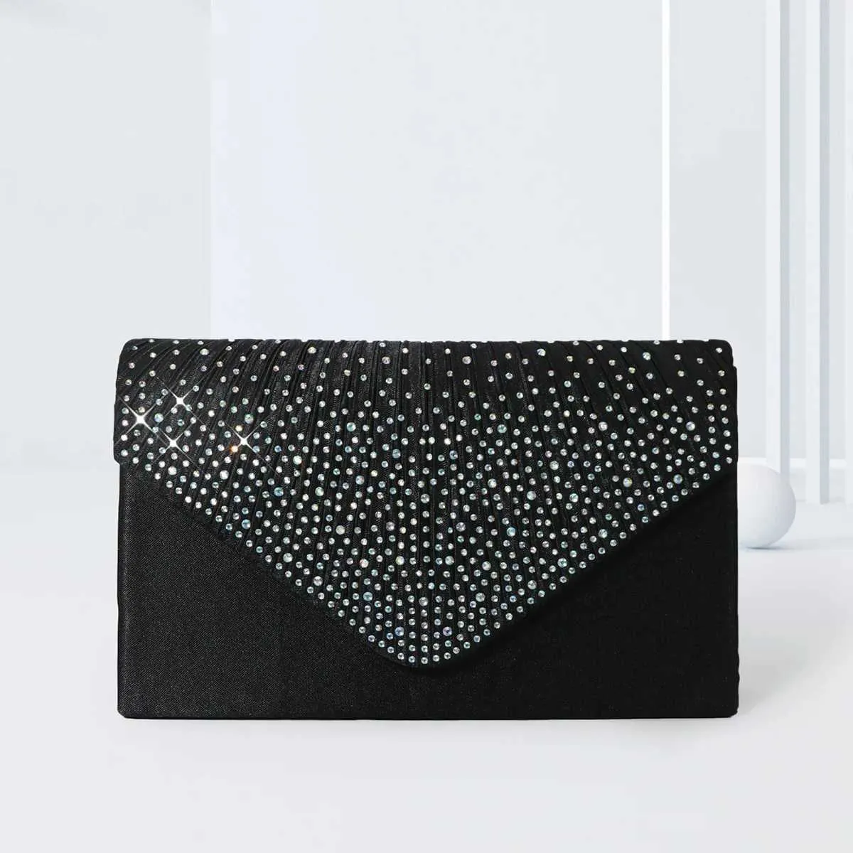 Sac de soirée élégant pour femme, pochette plissée, portefeuille, sac à main à rabat, utilisé pour les mariages, les fêtes, les danses et les banquets_voghion.com