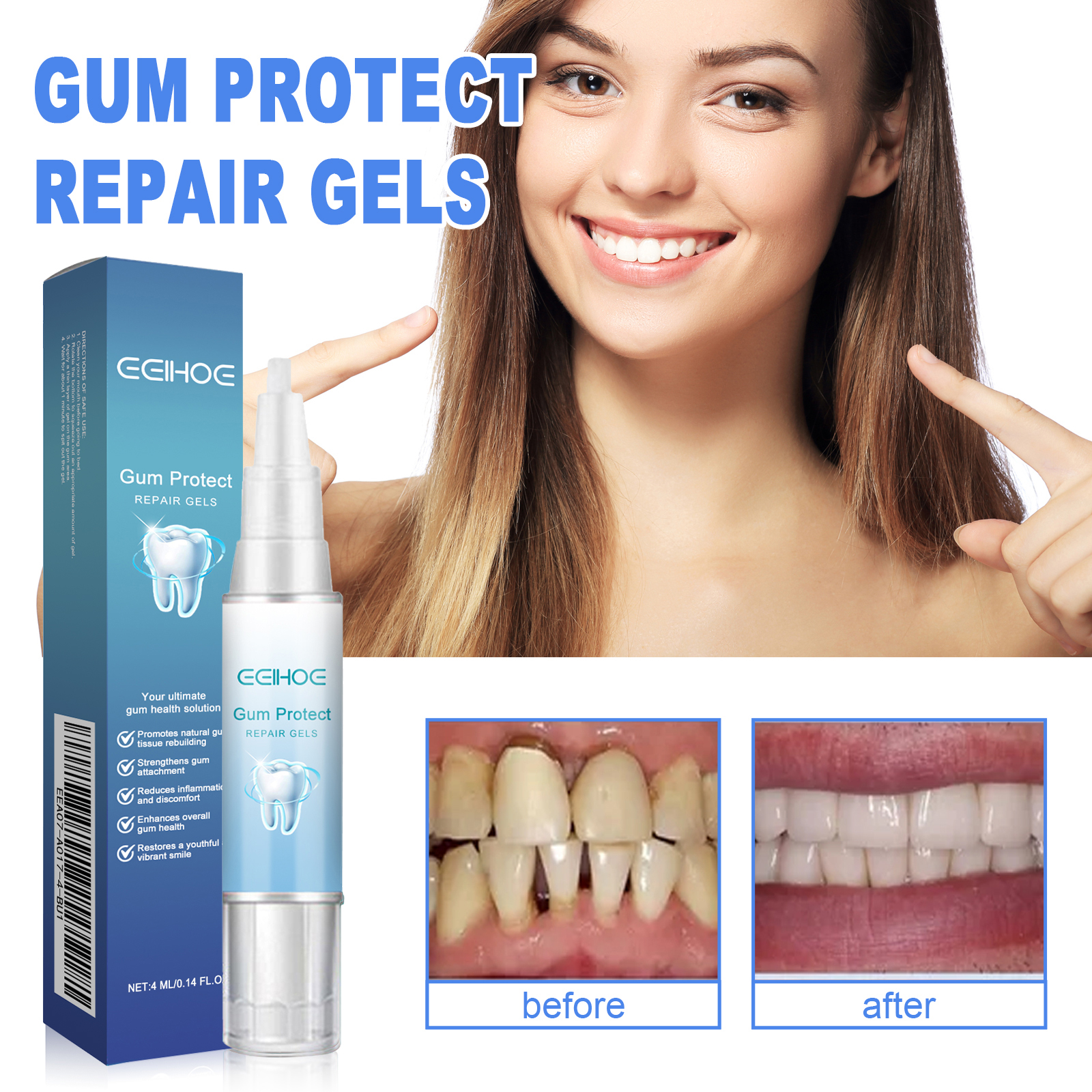 EELHOE Mild Cleaning Yellow Tooth Stain Fresh Care Gel_voghion.com