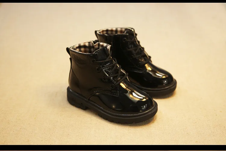 Botas de piel sintética antideslizantes para niño y niña, botines de otoño e invierno, talla 21_voghion.com