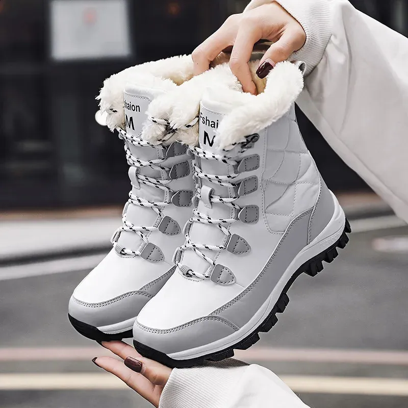 Enkel Dames Winterschoenen Houd Warm Antislip Zwarte Sneeuw Dames Veterlaarzen Chaussures Femme Laarsjes Dames Platte Laars_voghion.com