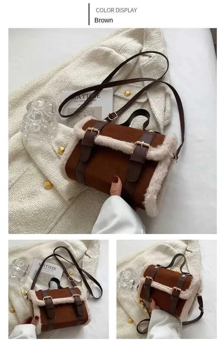Winter Frauen Crossbody/schulter 2023 Neue Lamm Plüsch Veet Tasche Dame Kleine Quadratische Handtasche Französisch Korea StyleC241106_voghion.com