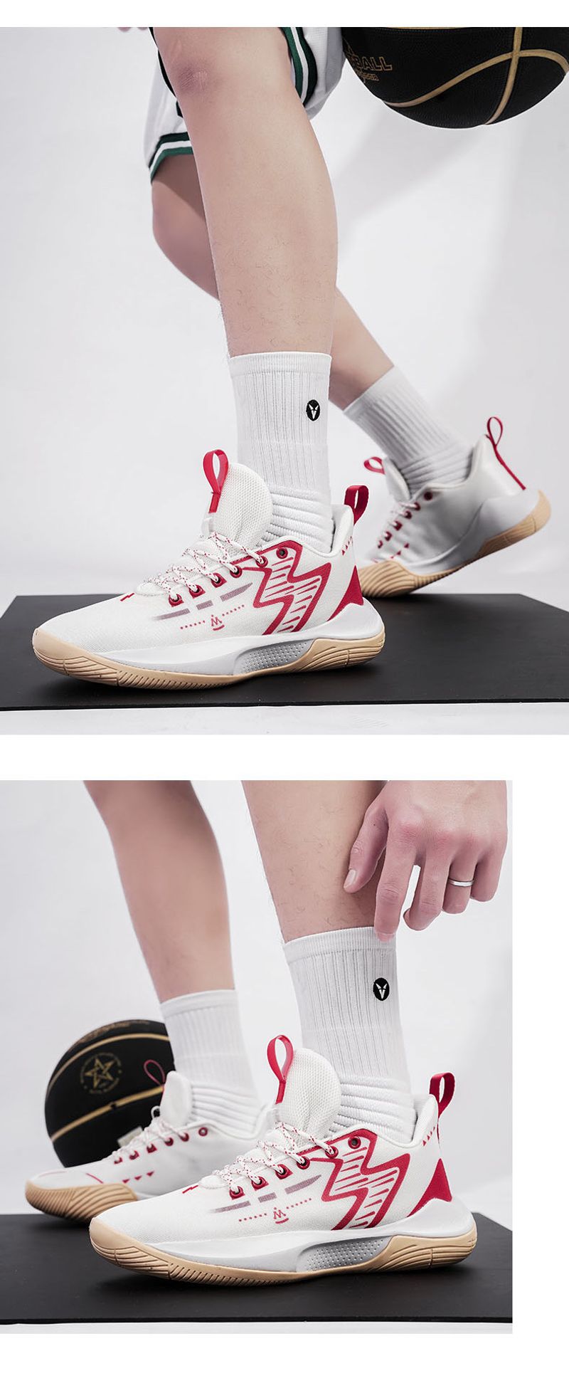 Hohe qualität gummi laufsohle professionelle basketball schuhe gelb braun casual turnschuhe dämpfung_voghion.com
