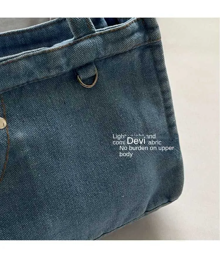 Borsa a tracolla in denim da donna grande borsa a spalla moda_voghion.com