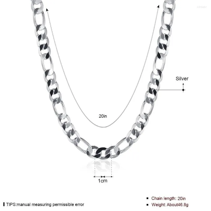 Chains Classic Sterling Sier 10MM Geometry Chain Necklace For Men Woman 20/24 Inches Fashion Designer Wedding Jewelry_voghion.com