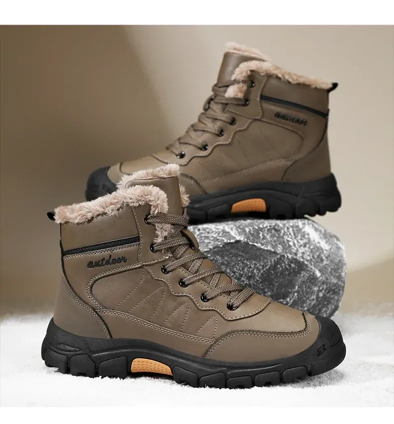 Scarpe casual sportive da uomo, stile retrò, da trekking, alte, in peluche, da campeggio, per le vacanze, da pesca, 2024_voghion.com