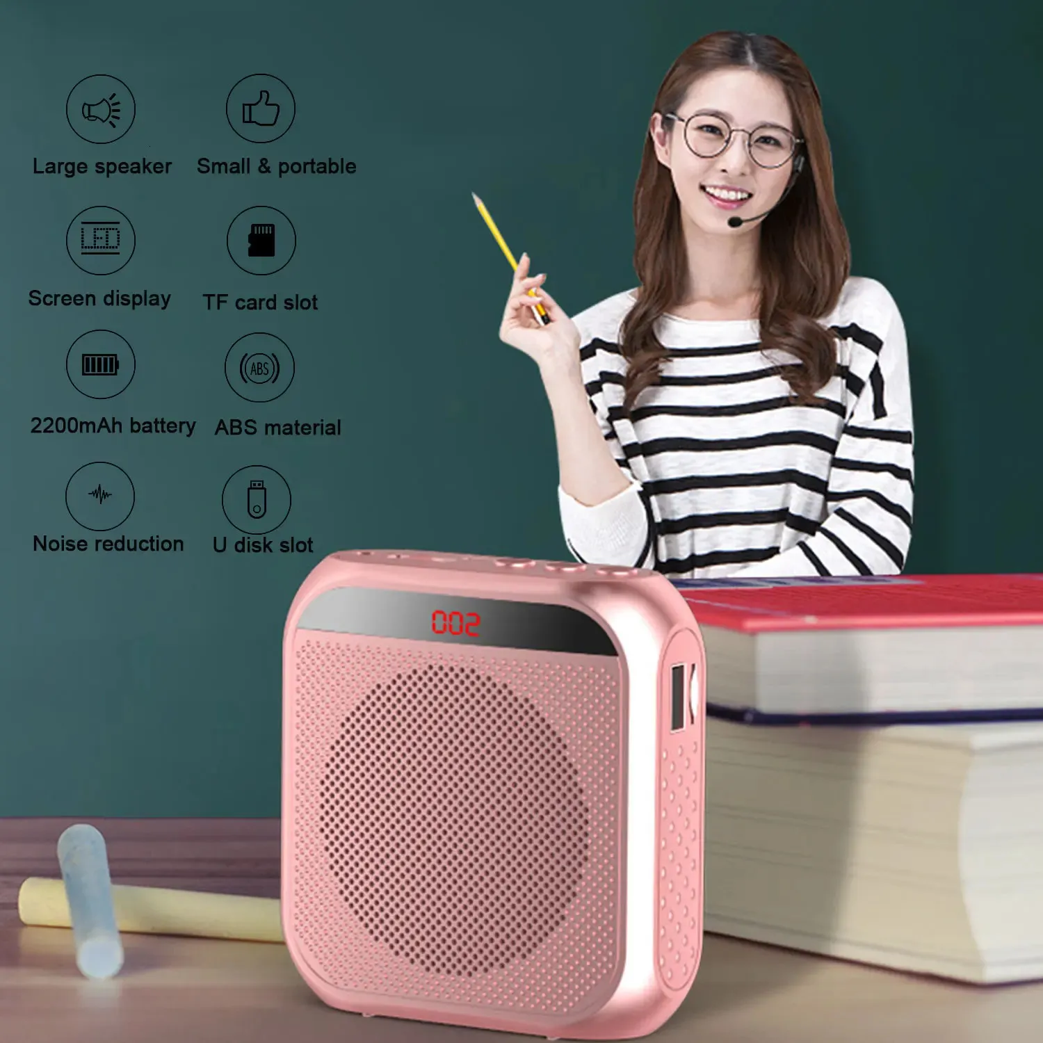 Microphones 5W Amplifier Multifunctional Portable Personal Voice Speaker With Microphone Display Surround Sound For_voghion.com