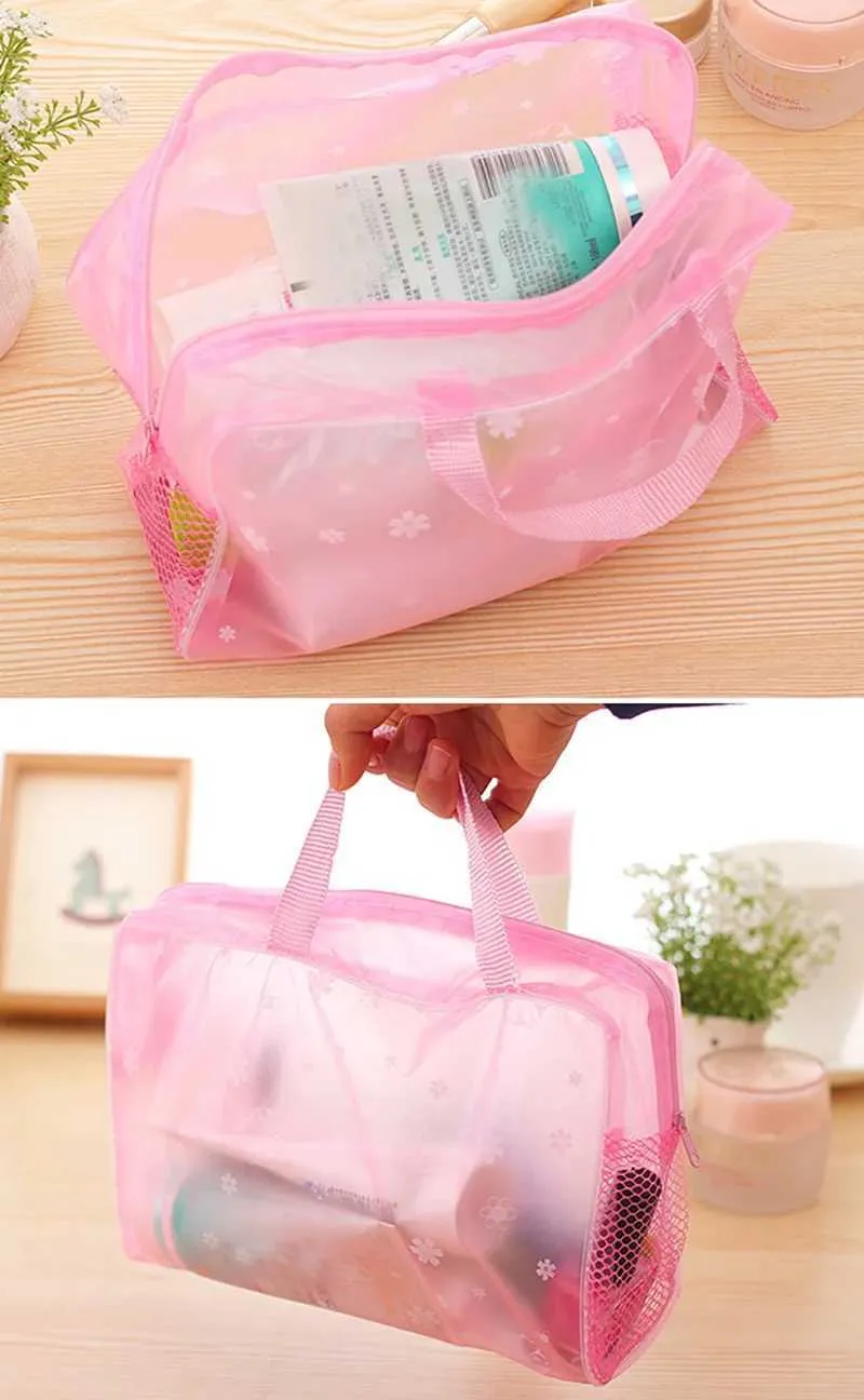 1 Stück PVC Damen transparente wasserdichte Reißverschluss Beauty-Box Reise Make-up Tasche Handtasche Y241023_voghion.com