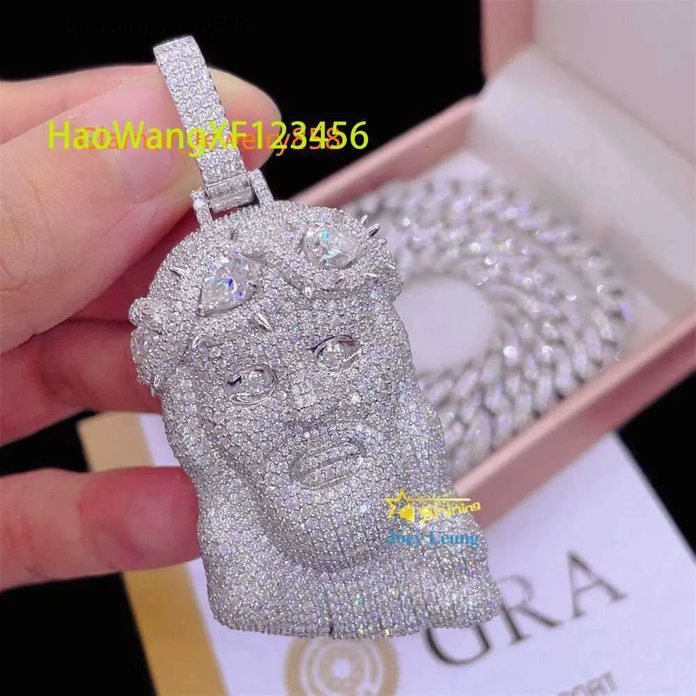 Gra certifikát Moissanite šperky Sier Hip Hop Iced Out Jesus Vlastný náhrdelník prívesok_voghion.com