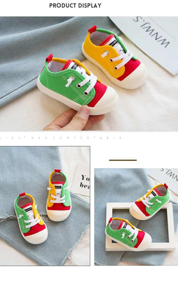 Boys Sneakers Girls Tennis Lace-up Children Footwear Toddler Yellow Chaussure ato Casual Kids Canvas Shoes Sizes_voghion.com