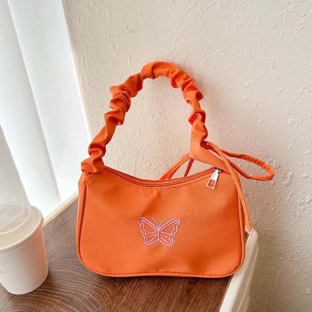 Borsa a tracolla con fiocco ricamato e farfalla Y2k Oxford in nylon con fiocco, grande capacità, stile coreano_voghion.com