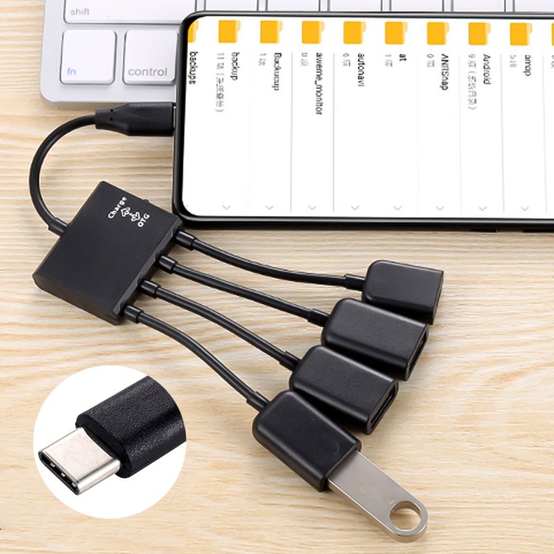 Xinweiqing Adapter Micro-USB Data Transmission 1 4 Type-c to USB Converter Cable for Mobile Phone_voghion.com