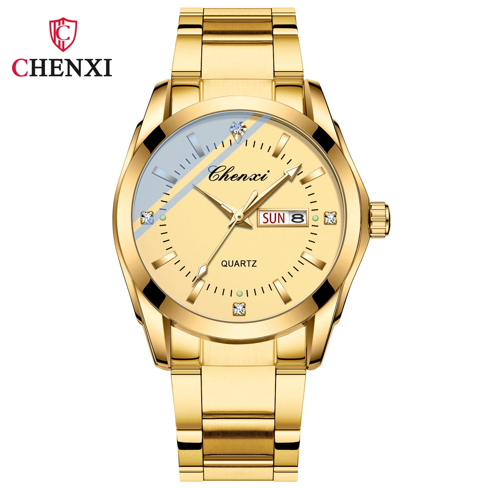Lover's Watches Fashion Couple Watch Double Calendar With Diamond Steel Band Quartz Pair Watch For Men And Women_voghion.com
