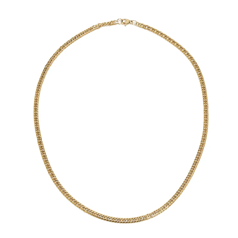 Chaînes 2 pièces en acier inoxydable or Miami Cuban Link femmes hommes collier 4 mm double chaîne gourmette colliers pour cadeauxChaînes_voghion.com