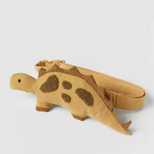 Gehäkelter, bestickter kleiner gelber Dinosaurier mit niedlichem Tierbeutel, modische Gürteltasche 241115_voghion.com
