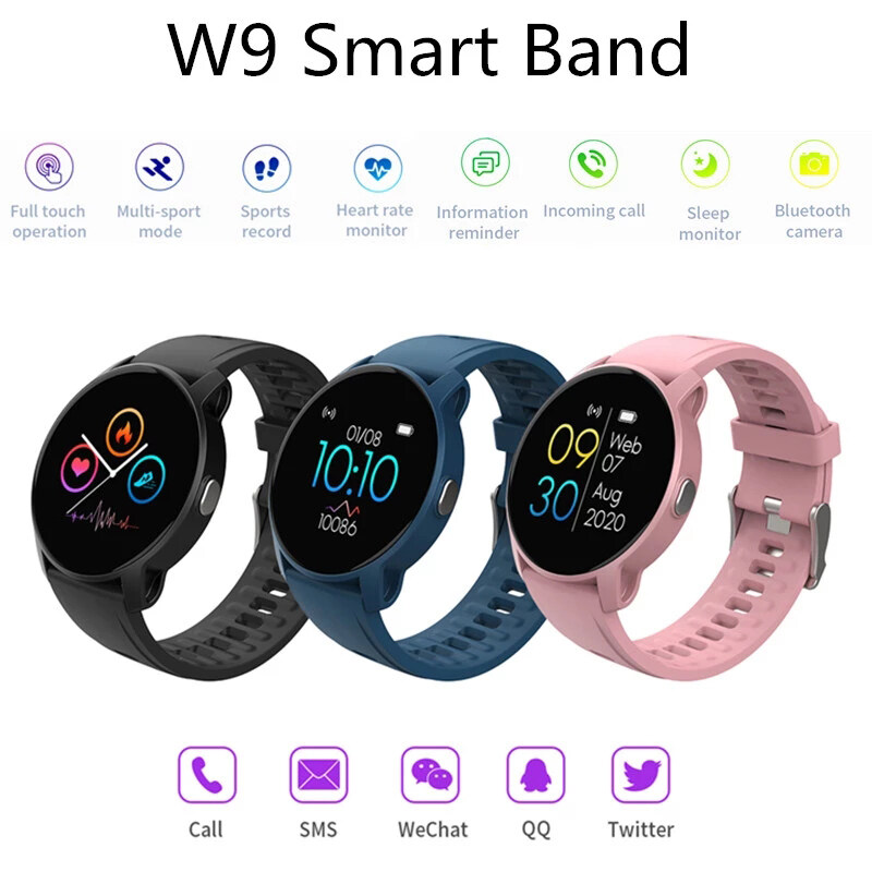 YUCI W9 2020 Bluetooth Round Smart Bracelet Women Men Smart Watch Sports Mode Sleep Time Monitor Heart Rate Monitor Touch Screen Waterproof Music Clo_voghion.com