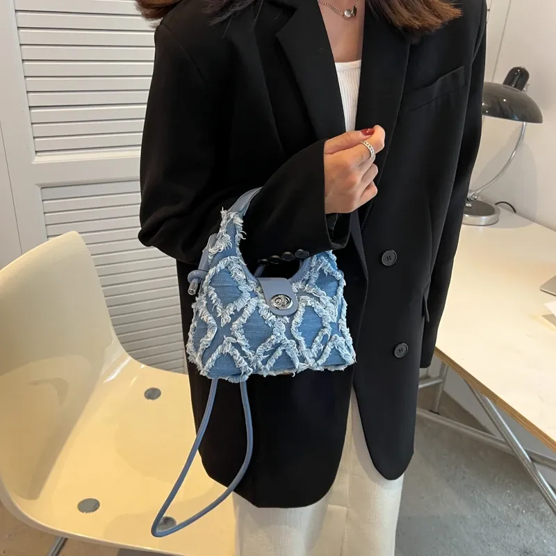 Hobo měkká džínová taška přes rameno malá crossbody taška pro ženy značkové módní kabelky totes_voghion.com