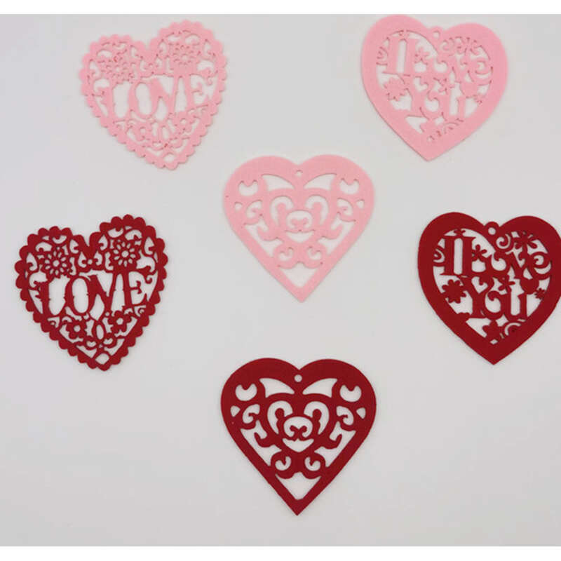 Lot de 30 pendentifs en forme de cœur creux en feutre rouge et rose pour décoration de mariage, pour la Saint-Valentin_voghion.com