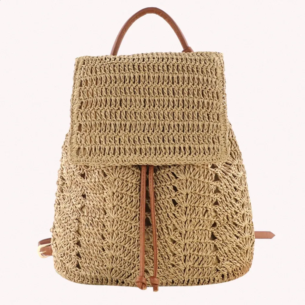 Damen Stroh Sommer Boho Bohemian Hohl Schultertasche Hobo Häkeln Reisetaschen für Frauen Gestrickter Strandrucksack 240907_voghion.com