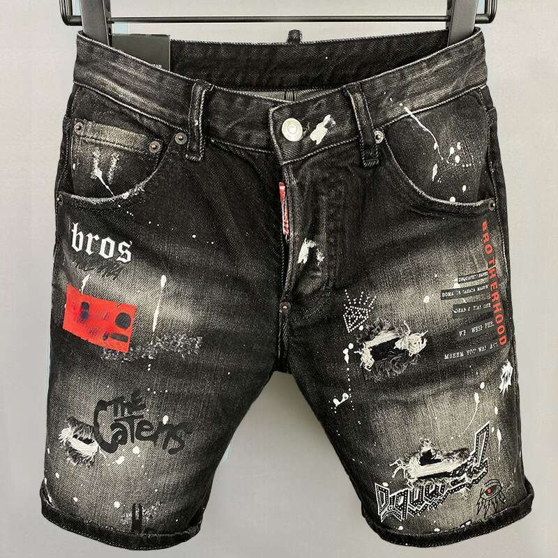 Ropa para hombre, nueva, con pintura desgastada, pantalones vaqueros D2 elásticos de corte entallado, pantalones de corte medio y pantalones de mendigo._voghion.com