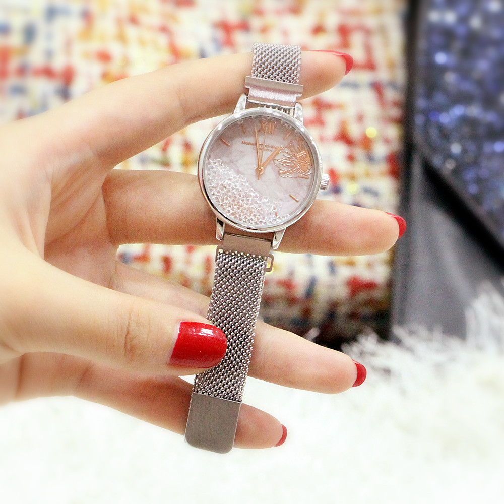Orologio al quarzo da studente con cintura magnetica in rete da donna di tendenza moda 2024_voghion.com