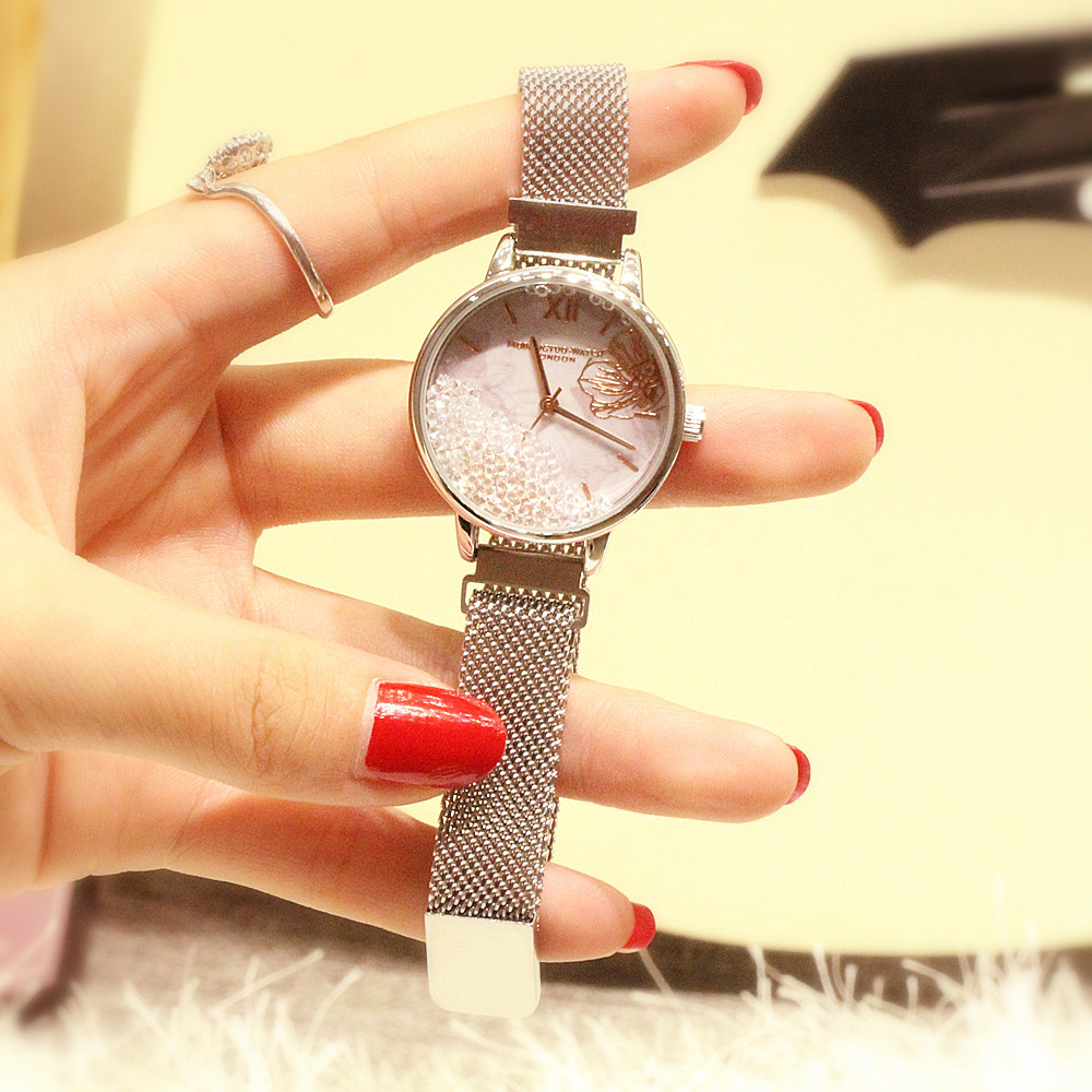 Orologio al quarzo da studente con cintura magnetica in rete da donna di tendenza moda 2024_voghion.com