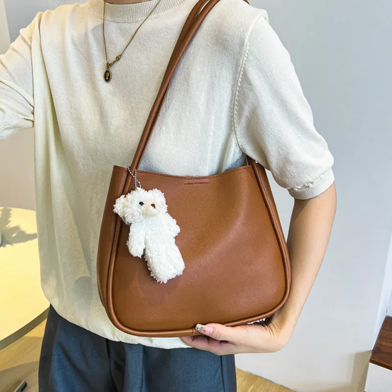 Summer PU Leather Women Underarm Totes Pure Color Casual Small Top-Handle Bags Handbags Purse Ladies Shoulder Bag_voghion.com